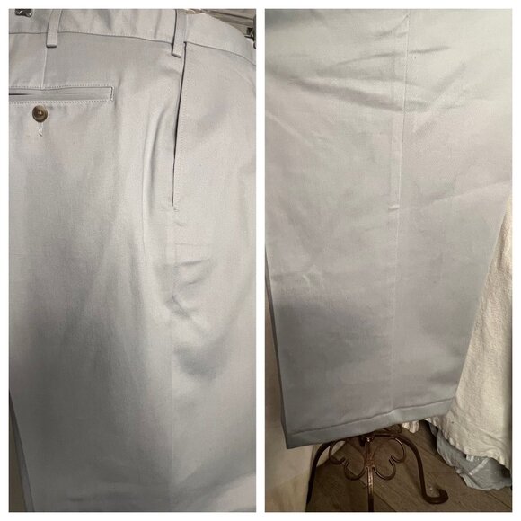 Lands End men’s dress pants size 38 traditional fit light gray flat front pocket - Picture 9 of 16